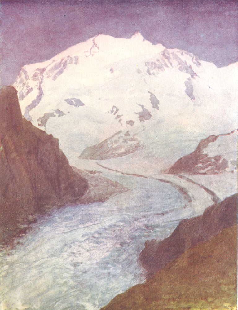 SWITZERLAND. Monte Rosa Glacier from the Schwarzee 1917 old antique print